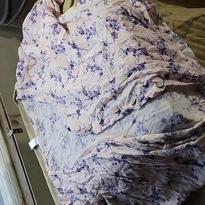 Purple flower print pink shirt